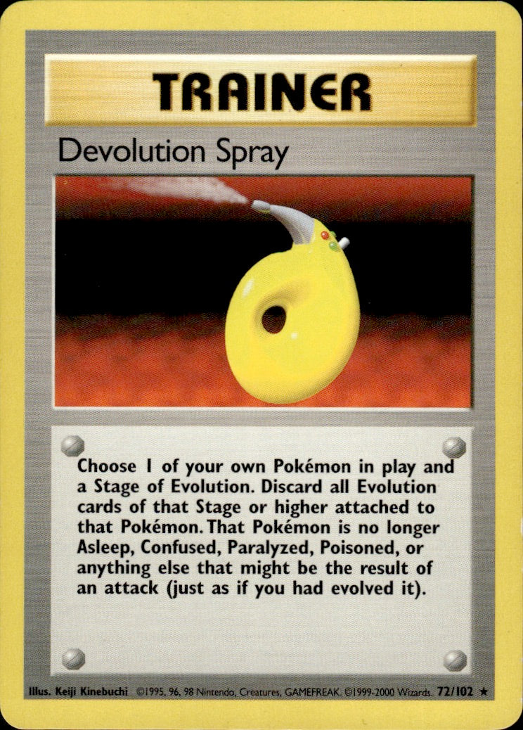 Devolution Spray 72/102 Rare Base Set Unlimited Pokemon Lightly Played