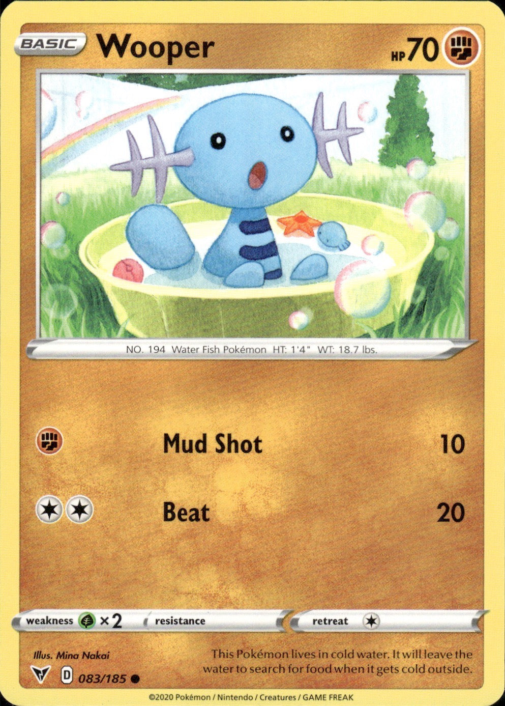 Wooper 083/185 Common Vivid Voltage Pokemon Lightly Played