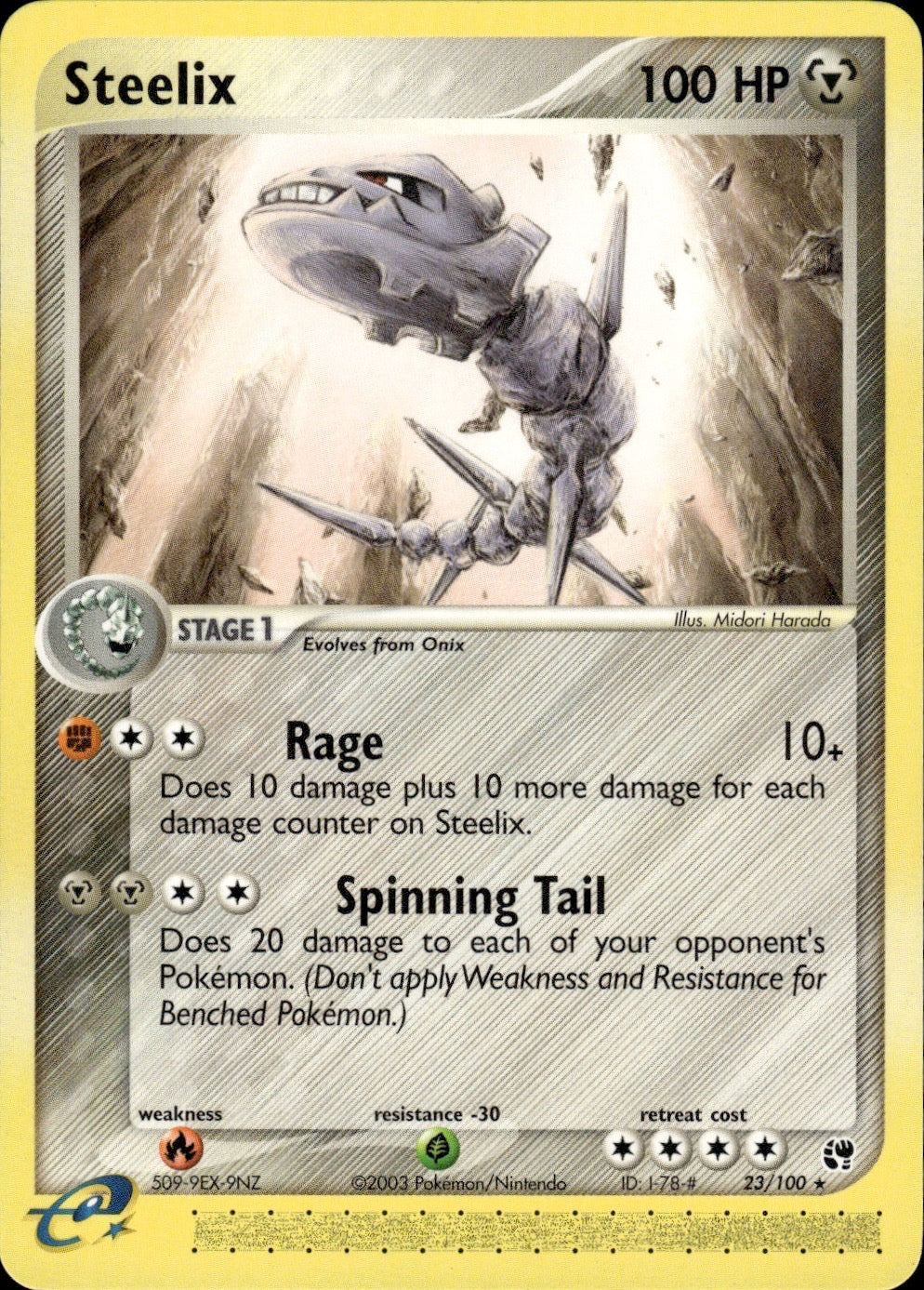 Steelix 23/100 Rare Sandstorm Pokemon Lightly Played