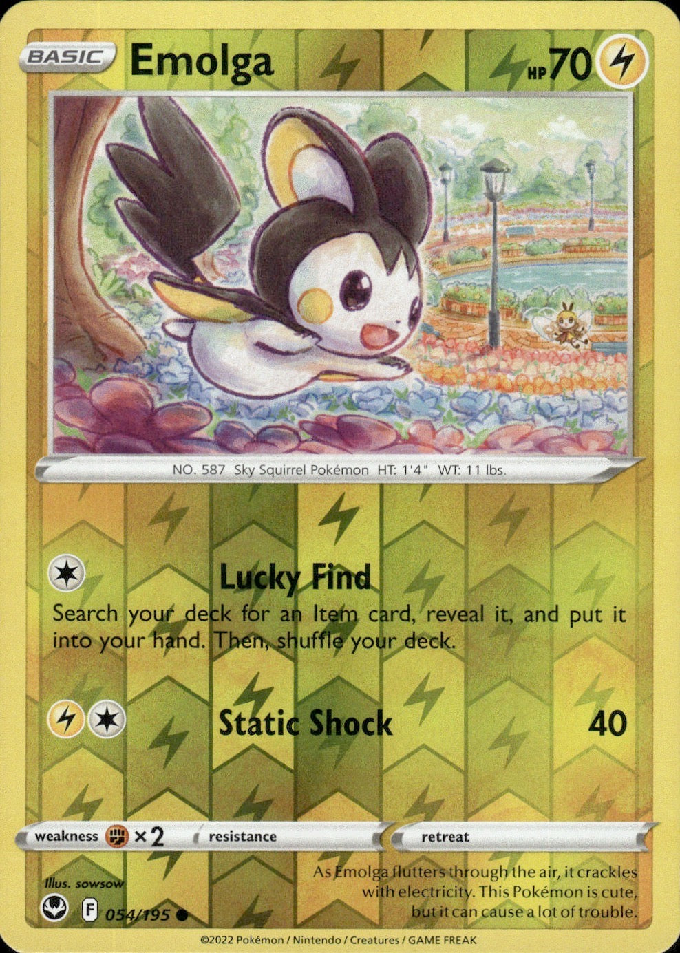 Emolga 054/195 Common Silver Tempest Pokemon Reverse Holo Lightly Played