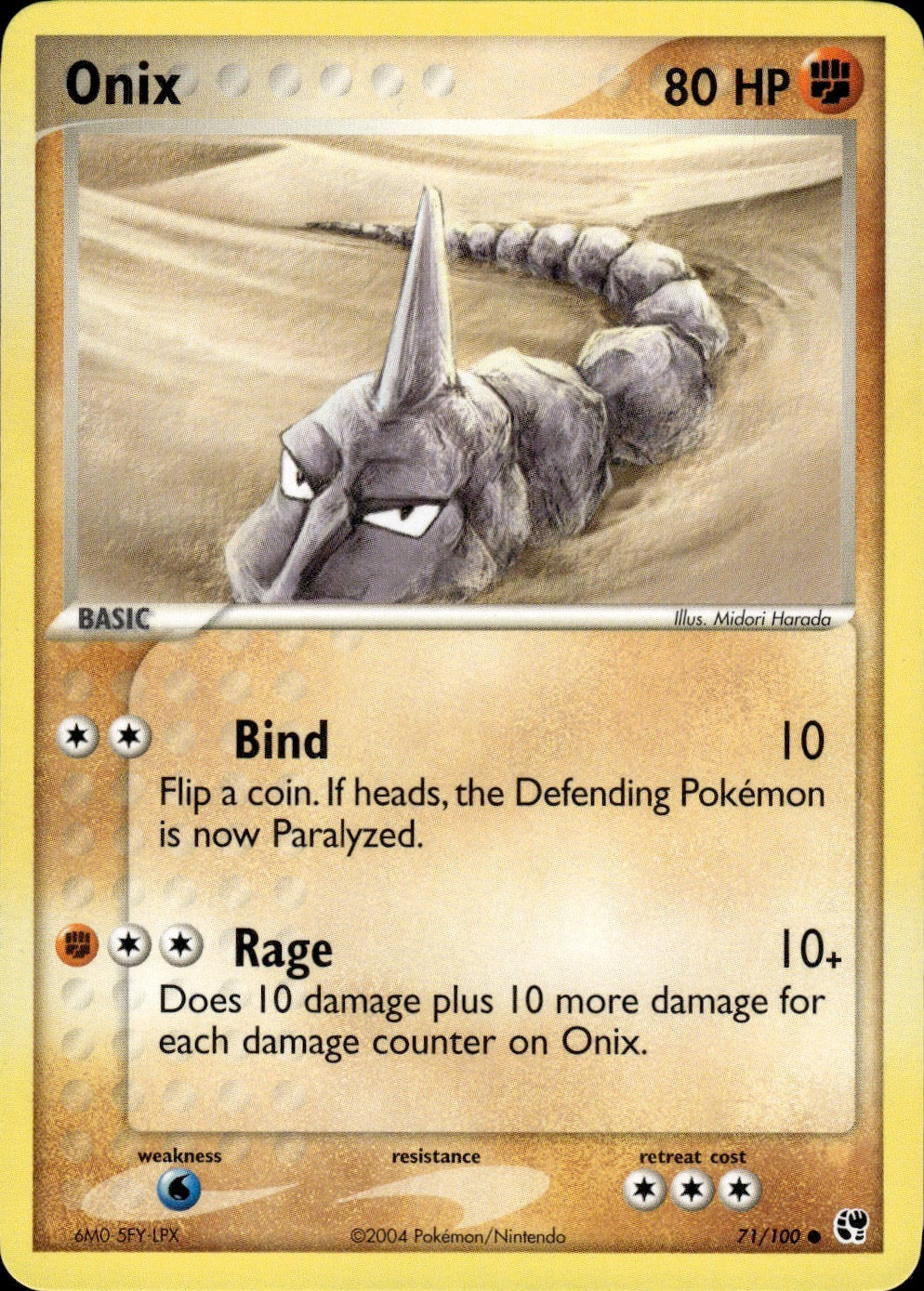 Onix 71/100 Common Sandstorm Pokemon Lightly Played