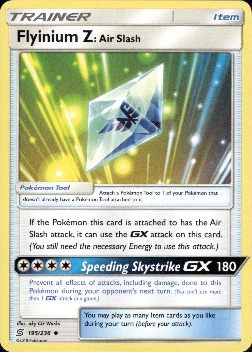 Flyinium Z: Air Slash 195/236 Uncommon Unified Minds Pokemon Lightly Played