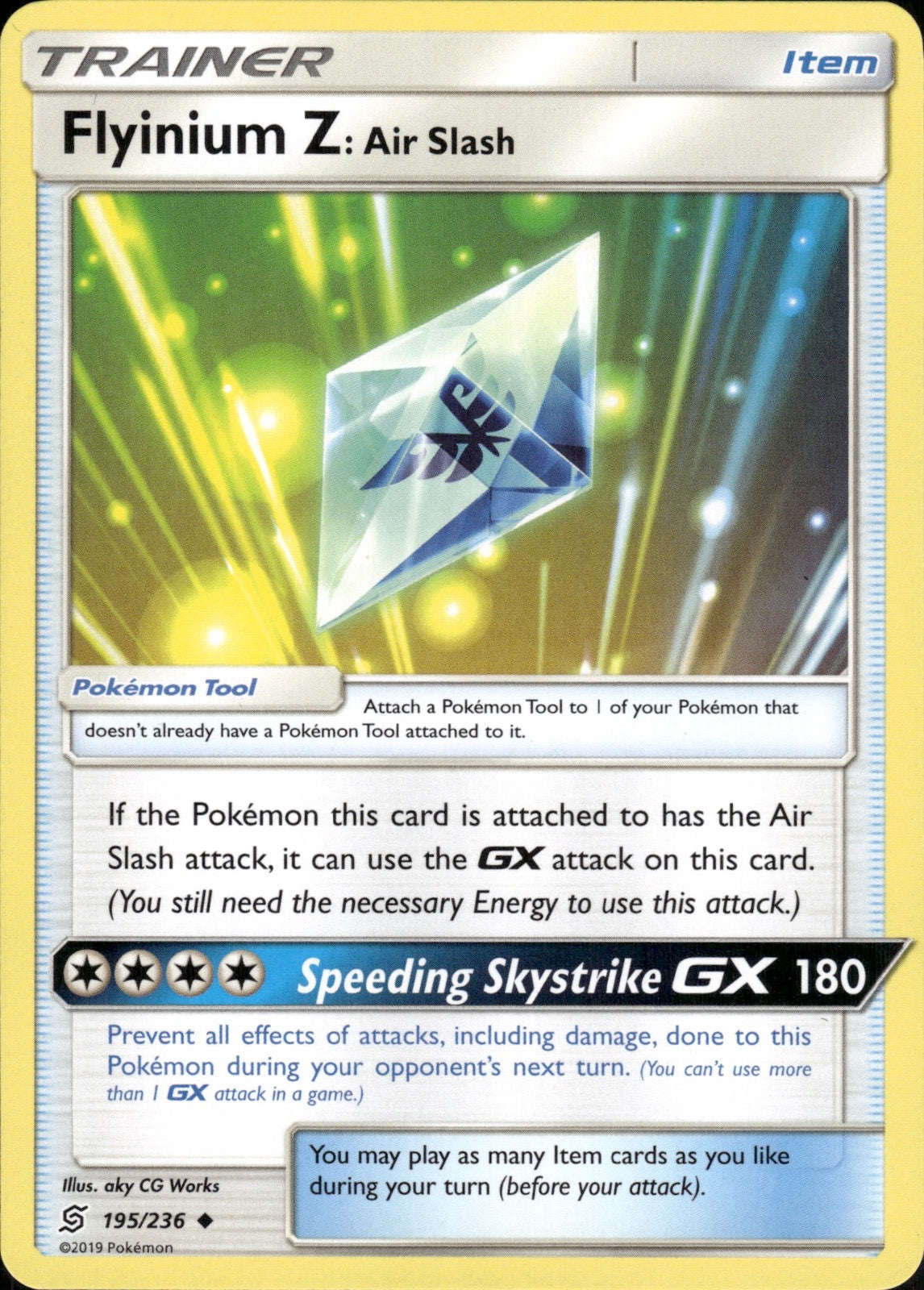 Flyinium Z: Air Slash 195/236 Uncommon Unified Minds Pokemon Lightly Played