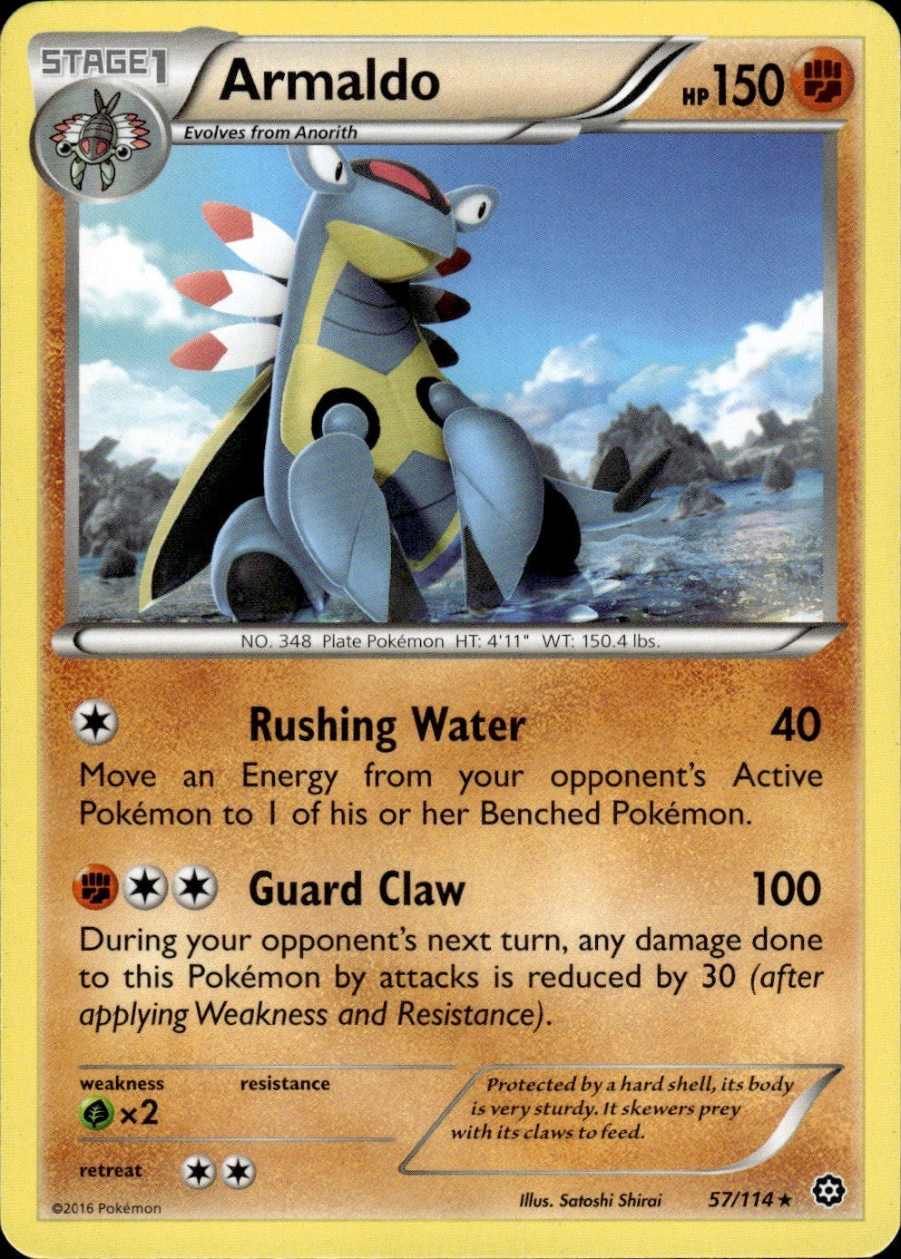 Armaldo 57/114 Rare Steam Siege Pokemon Lightly Played