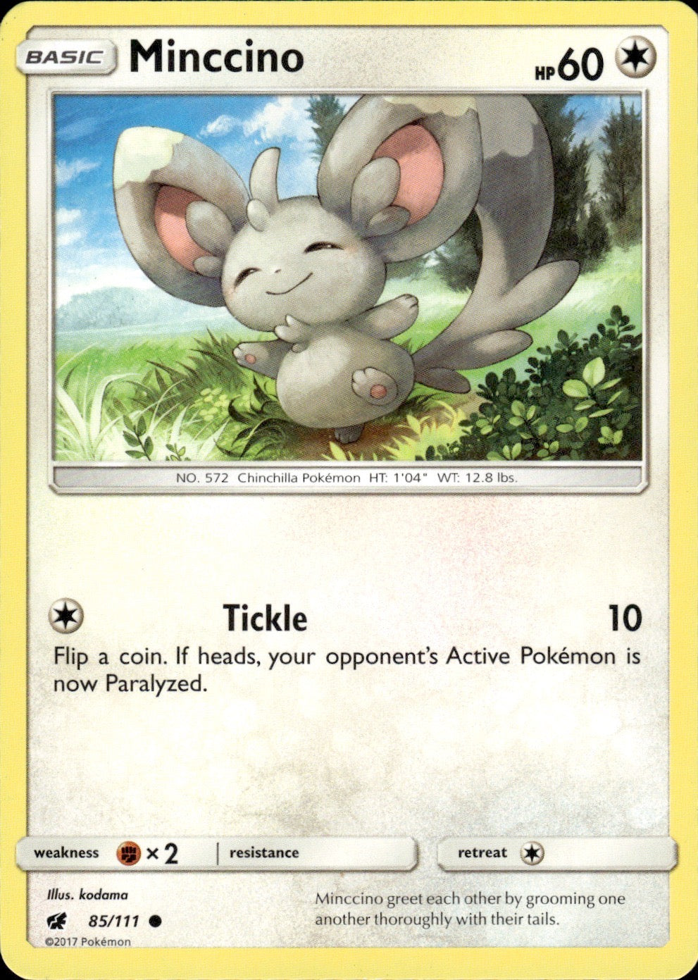 Minccino 85/111 Common Crimson Invasion Pokemon Lightly Played