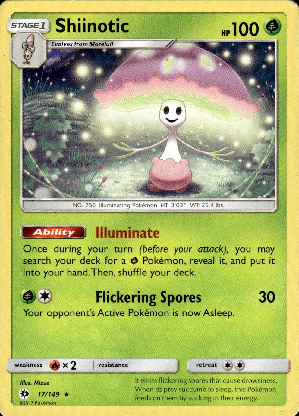 Shiinotic 17/149 Holo Rare SM Base Set Pokemon Lightly Played