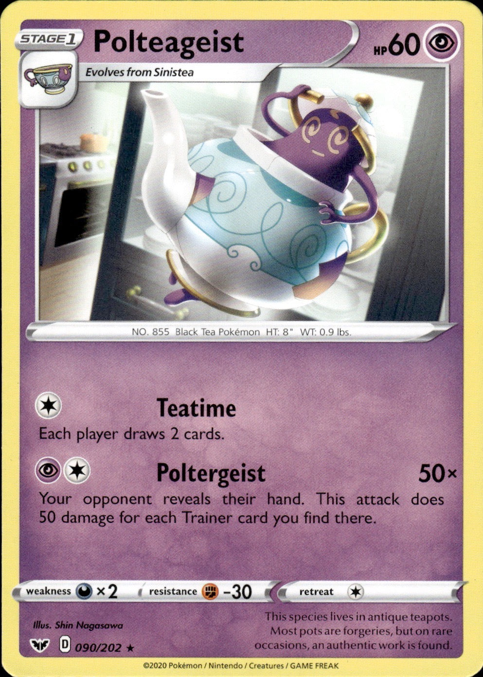 Polteageist 090/202 Rare Sword & Shield Pokemon Lightly Played