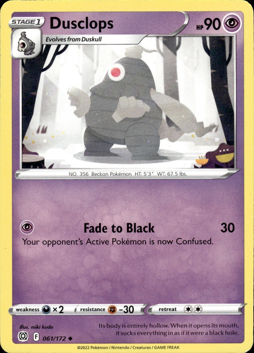Dusclops 061/172 Uncommon Brilliant Stars Pokemon Lightly Played