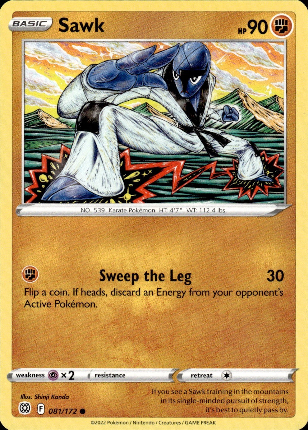 Sawk 081/172 Common Brilliant Stars Pokemon Lightly Played