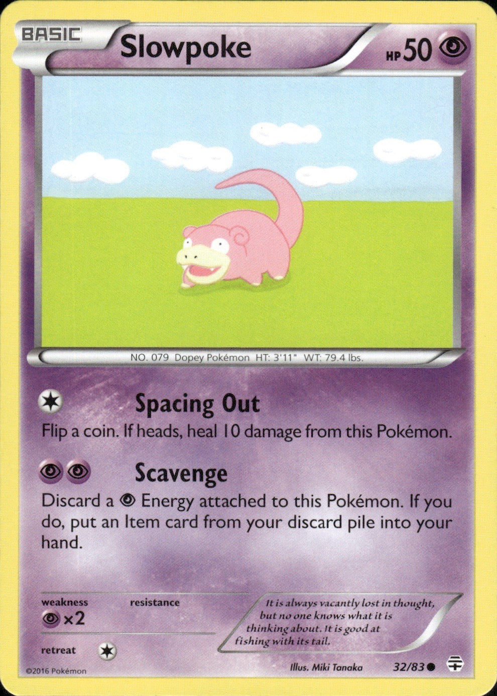 Slowpoke 32/83 Common Generations Pokemon Lightly Played