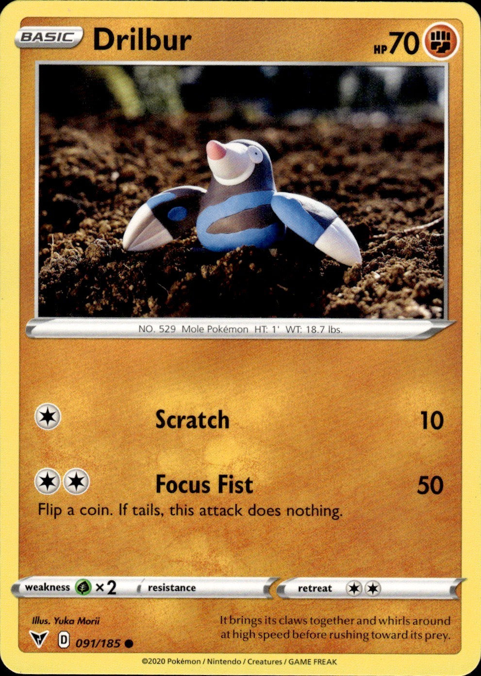 Drilbur 091/185 Common Vivid Voltage Pokemon Lightly Played