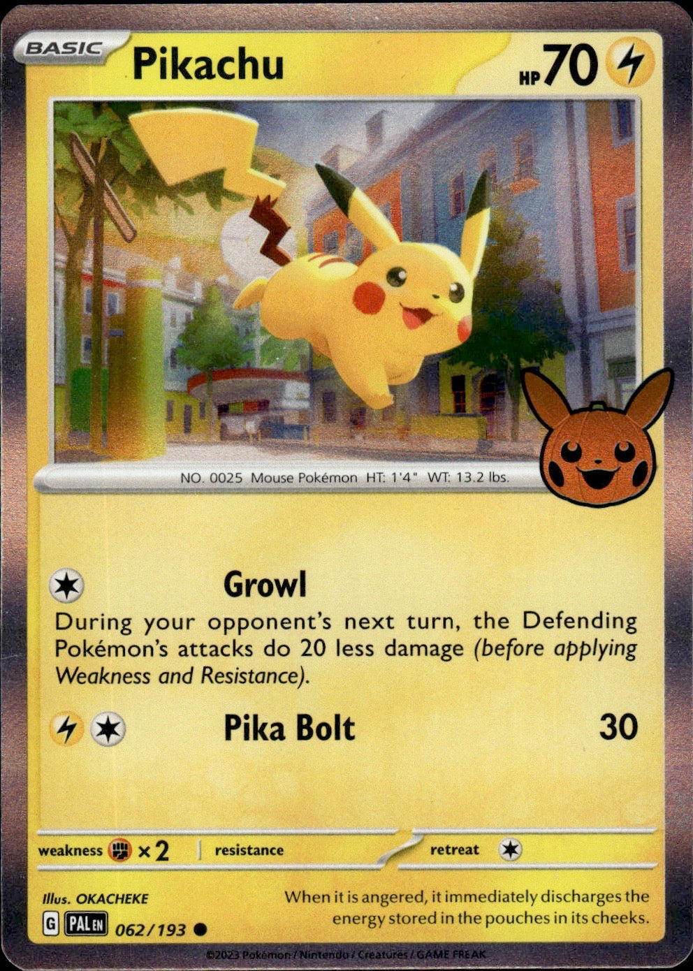 Pikachu 062/193 Holo Common Trick or Trade BOOster 2023 Pokemon Lightly Played