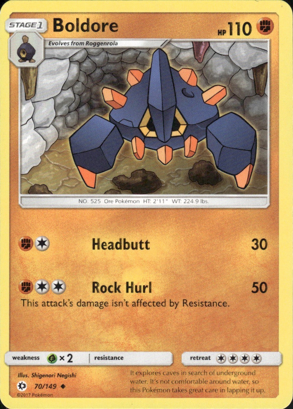 Boldore 70/149 Uncommon SM Base Set Pokemon Lightly Played