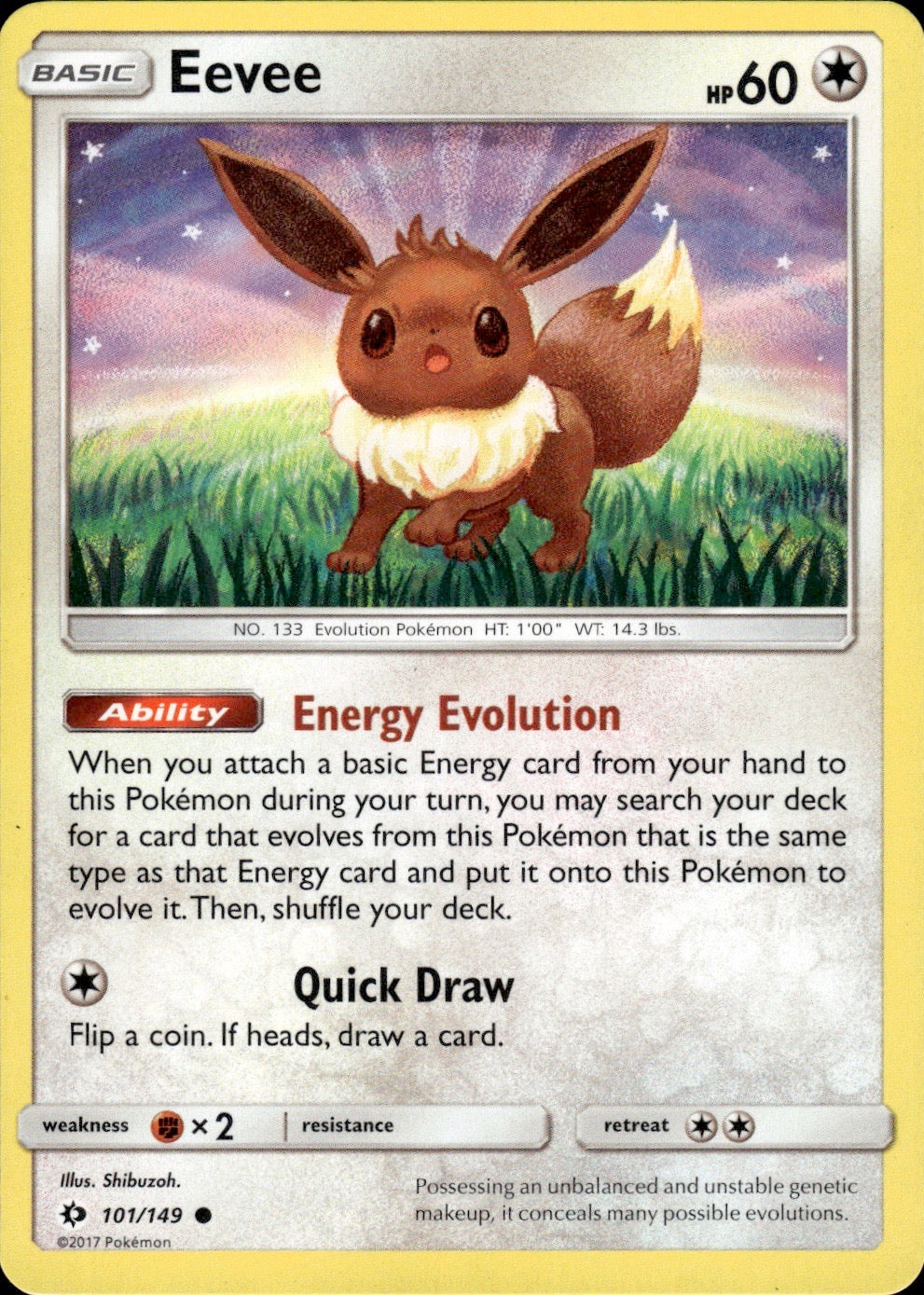 Eevee 101/149 Common SM Base Set Pokemon Lightly Played