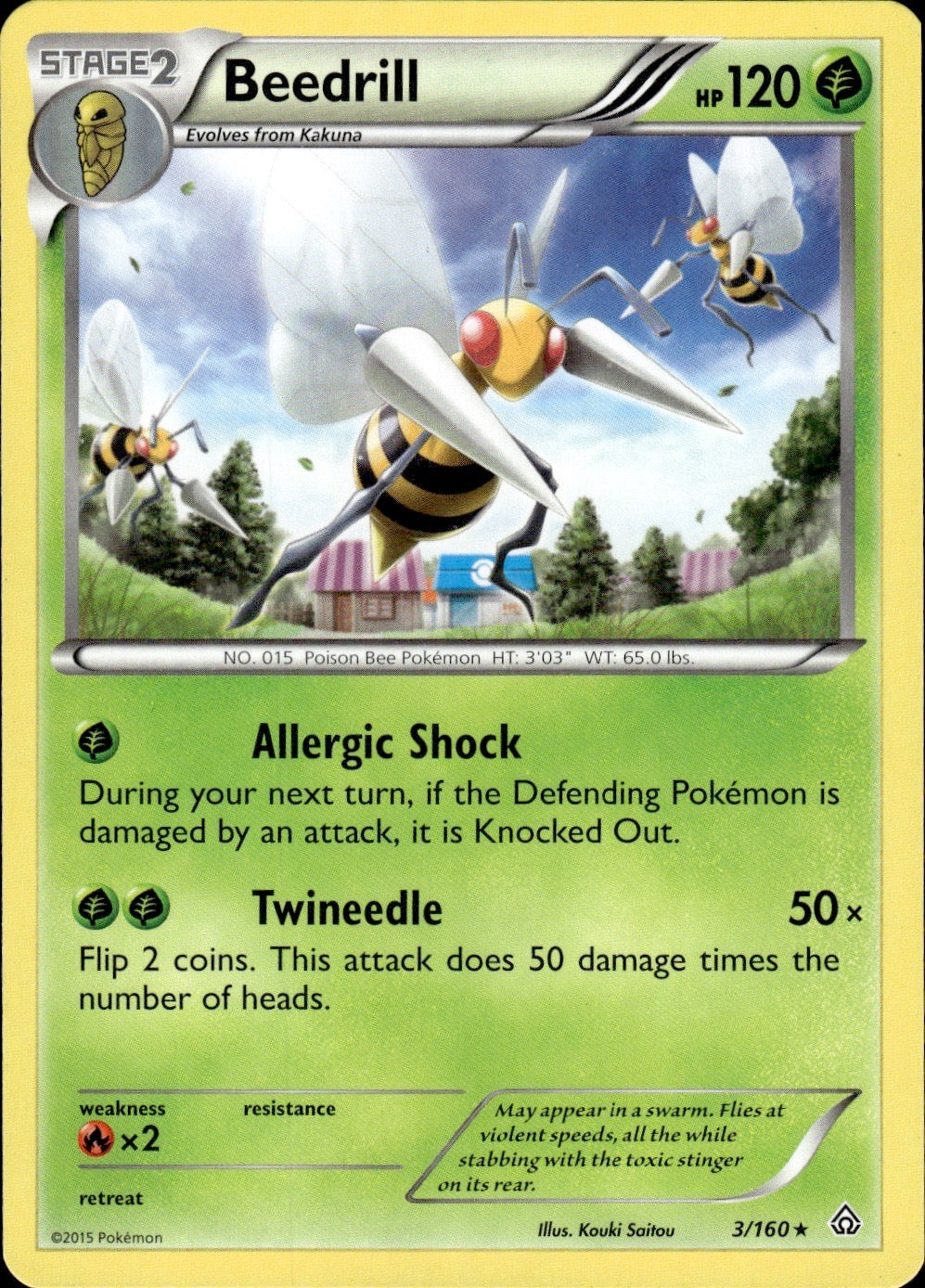 Beedrill 3/160 Rare Primal Clash Pokemon Lightly Played