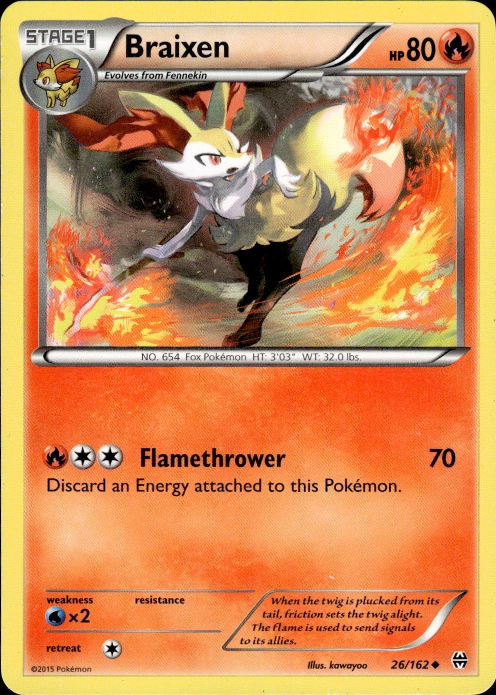 Braixen 26/162 Uncommon BREAKthrough Pokemon Lightly Played