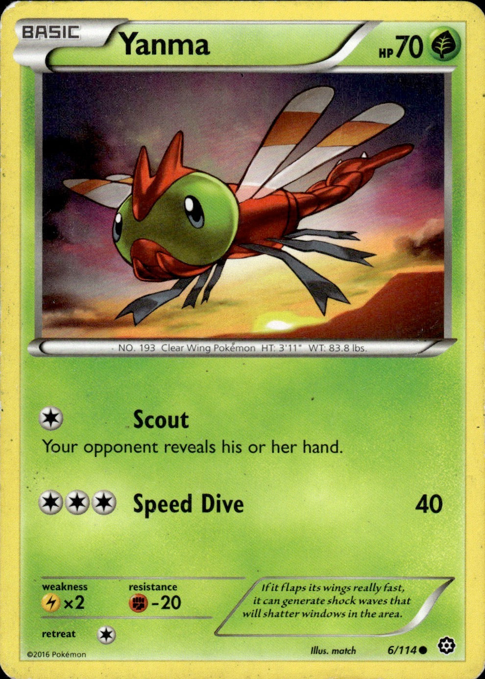 Yanma 6/114 Common Steam Siege Pokemon Lightly Played