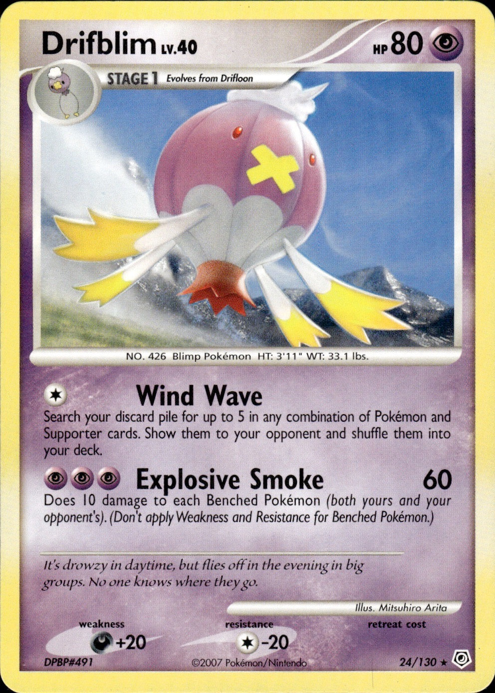 Drifblim 24/130 Rare Diamond & Pearl Pokemon Lightly Played