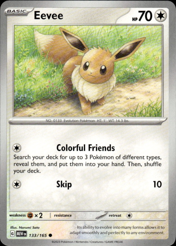 Eevee 133/165 Common 151 Pokemon Lightly Played