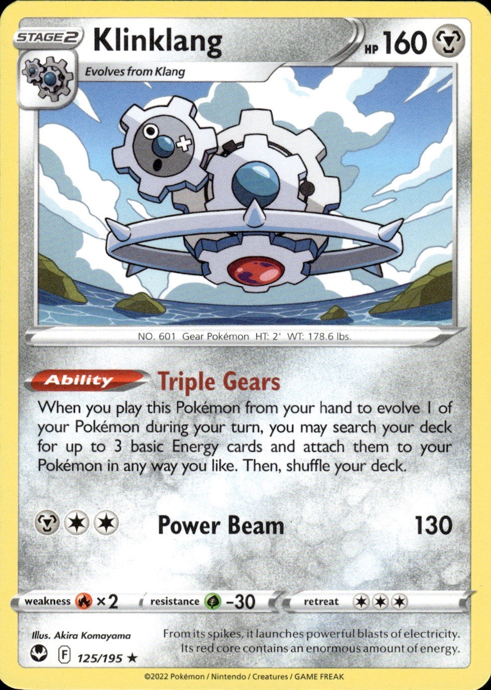 Klinklang 125/195 Rare Silver Tempest Pokemon Lightly Played