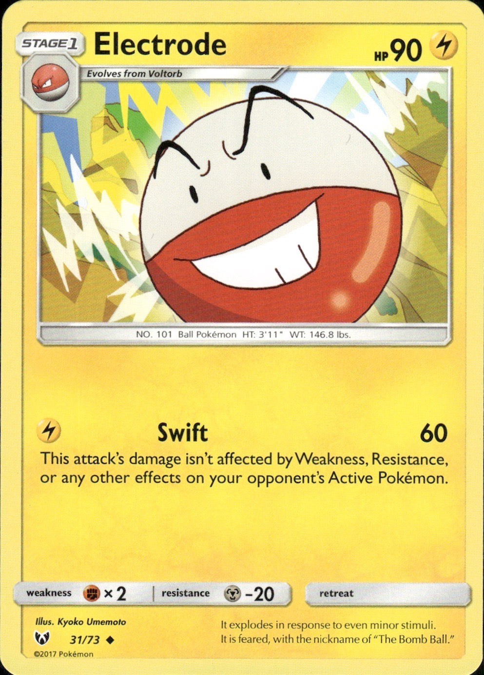 Electrode 31/73 Uncommon Shining Legends Pokemon Lightly Played