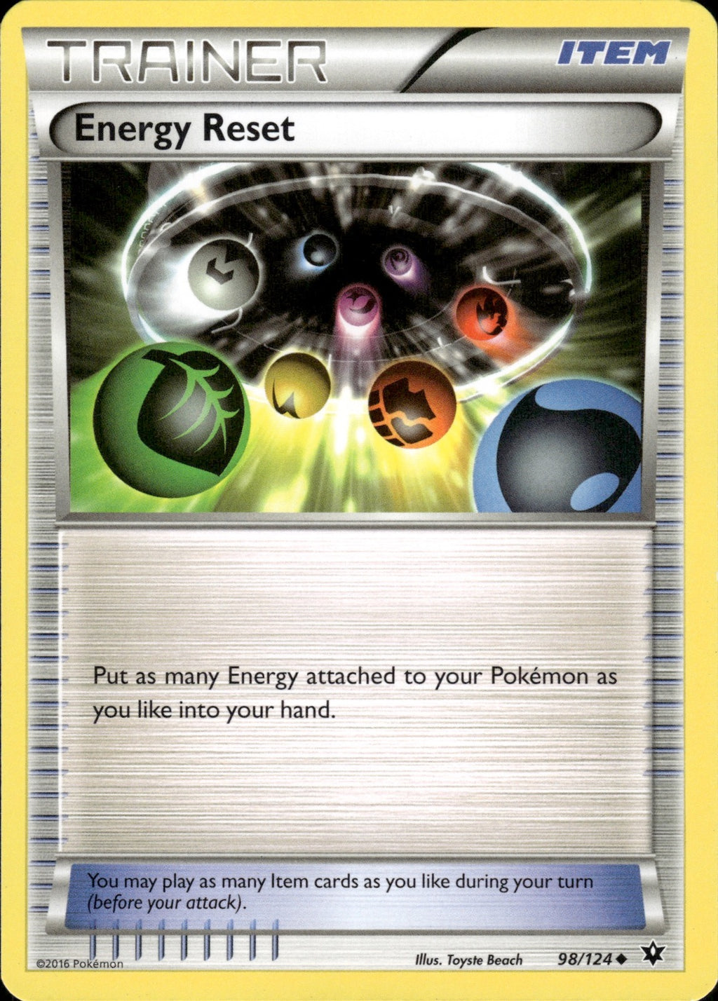 Energy Reset 98/124 Uncommon Fates Collide Pokemon Lightly Played