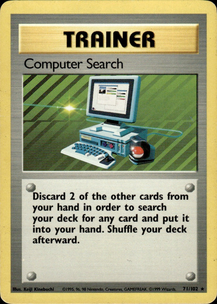 Computer Search 71/102 Rare Base Set Unlimited Pokemon Lightly Played