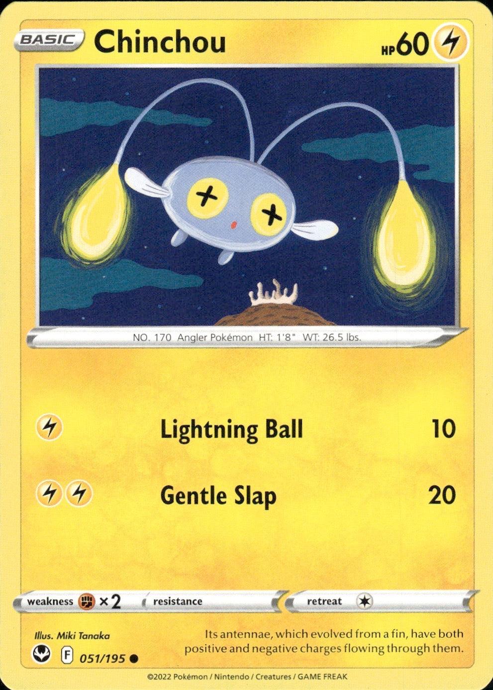 Chinchou 051/195 Common Silver Tempest Pokemon Lightly Played