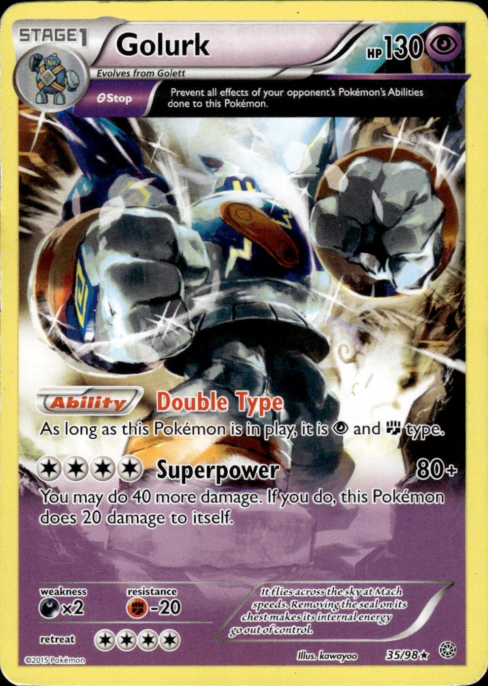 Golurk 35/98 Rare Ancient Origins Pokemon Lightly Played