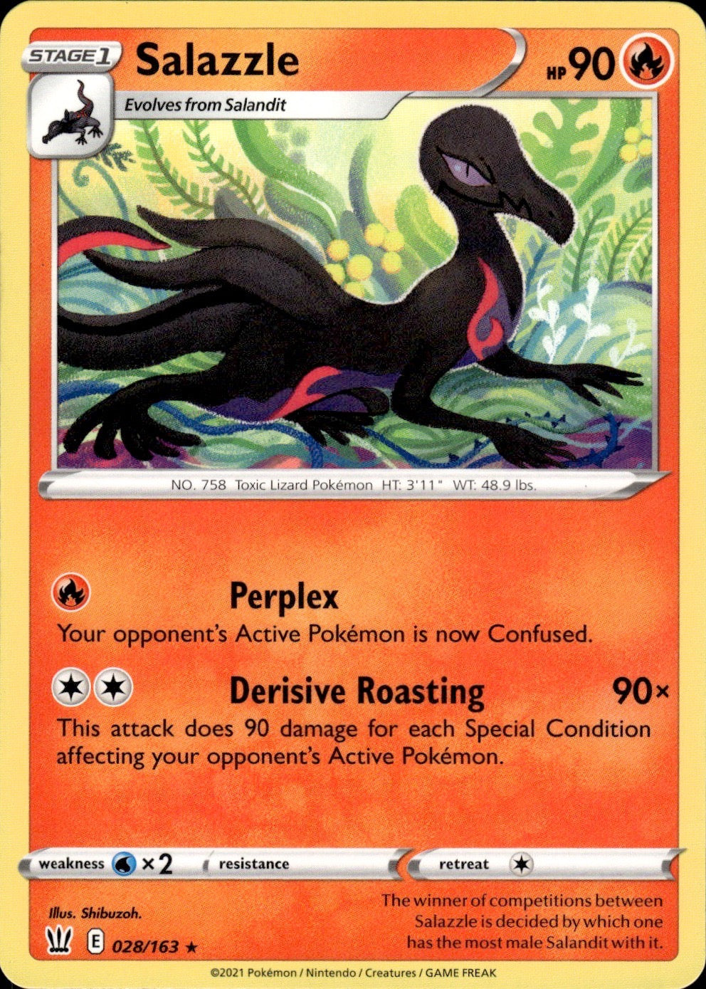 Salazzle 028/163 Rare Battle Styles Pokemon Lightly Played