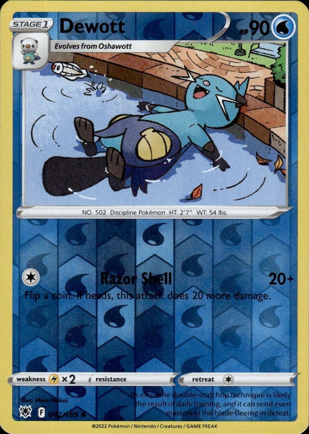 Dewott 042/189 Uncommon Astral Radiance Pokemon Reverse Holo Lightly Played