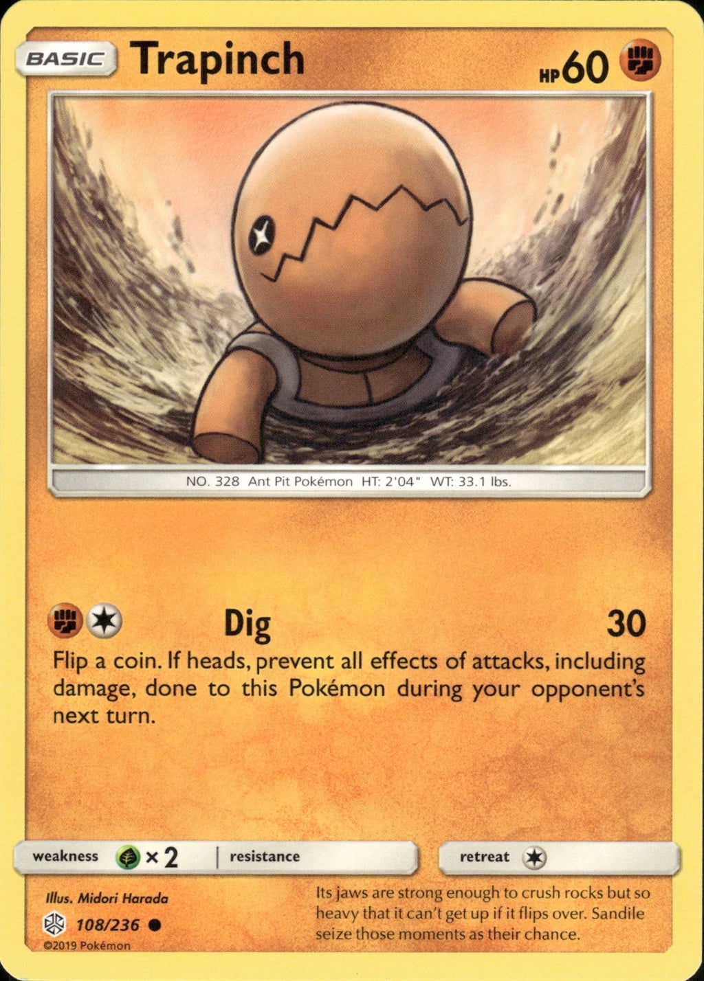 Trapinch 108/236 Common Cosmic Eclipse Pokemon Lightly Played