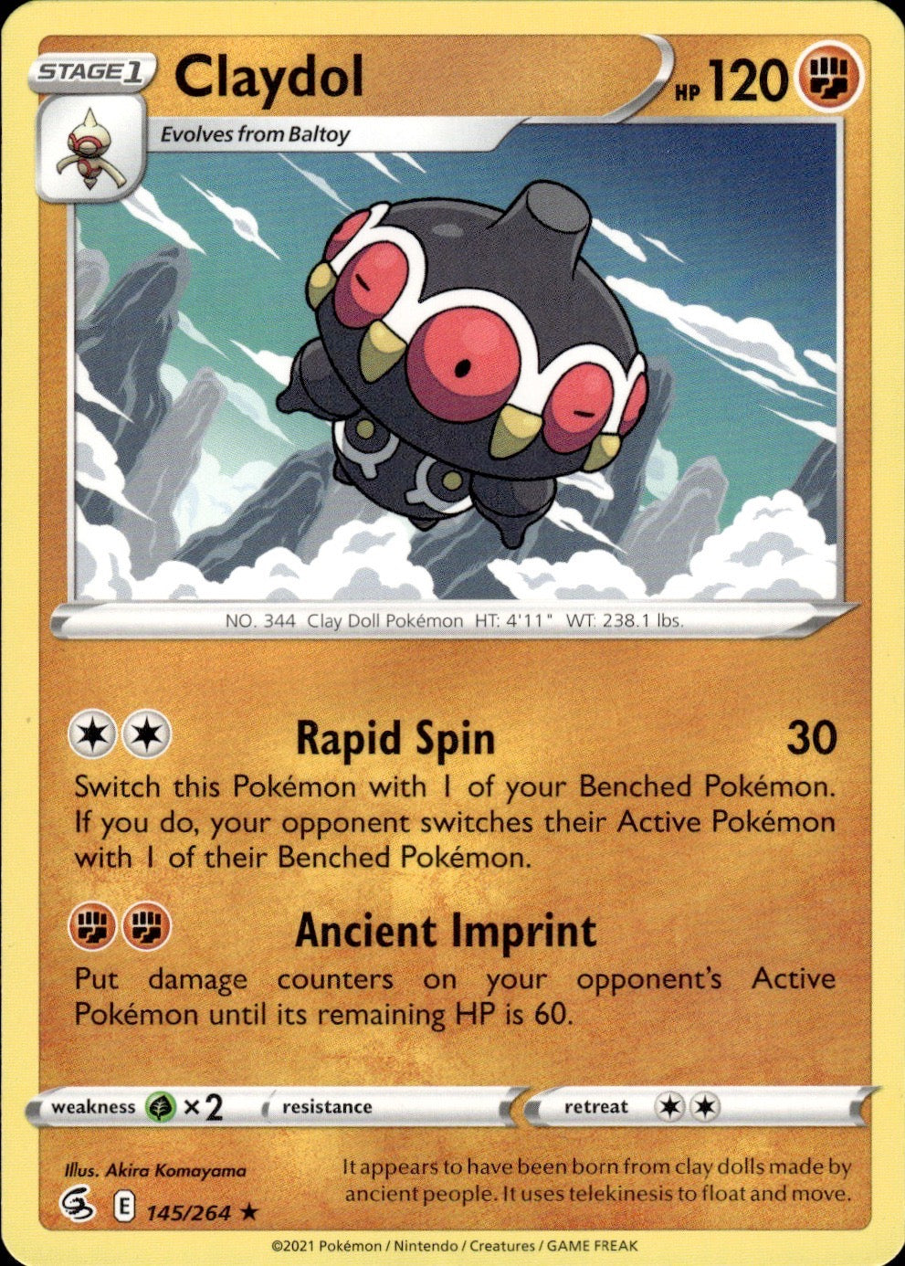 Claydol 145/264 Rare Fusion Strike Pokemon Lightly Played
