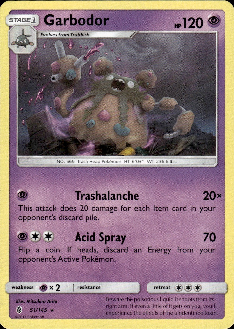 Garbodor 51/145 Rare Guardians Rising Pokemon Lightly Played