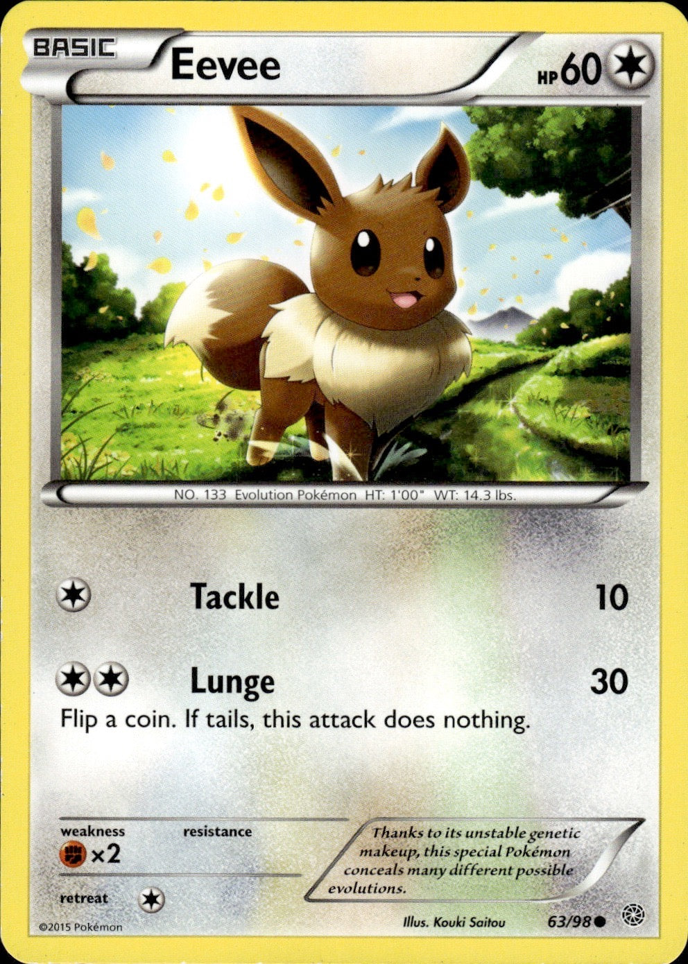 Eevee 63/98 Common Ancient Origins Pokemon Lightly Played
