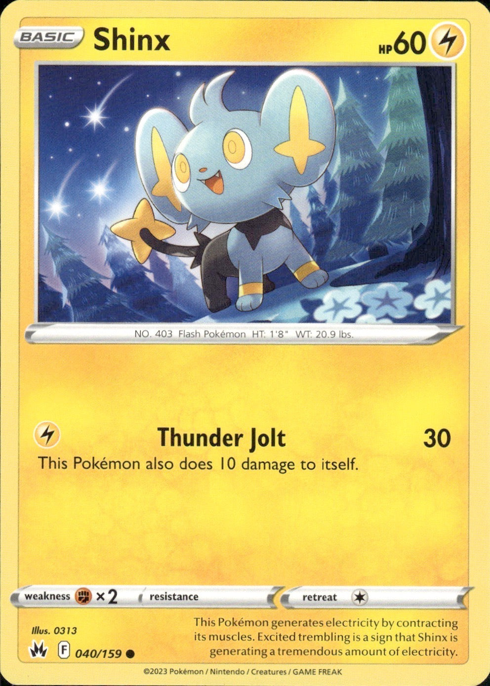 Shinx 040/159 Common Crown Zenith Pokemon Lightly Played
