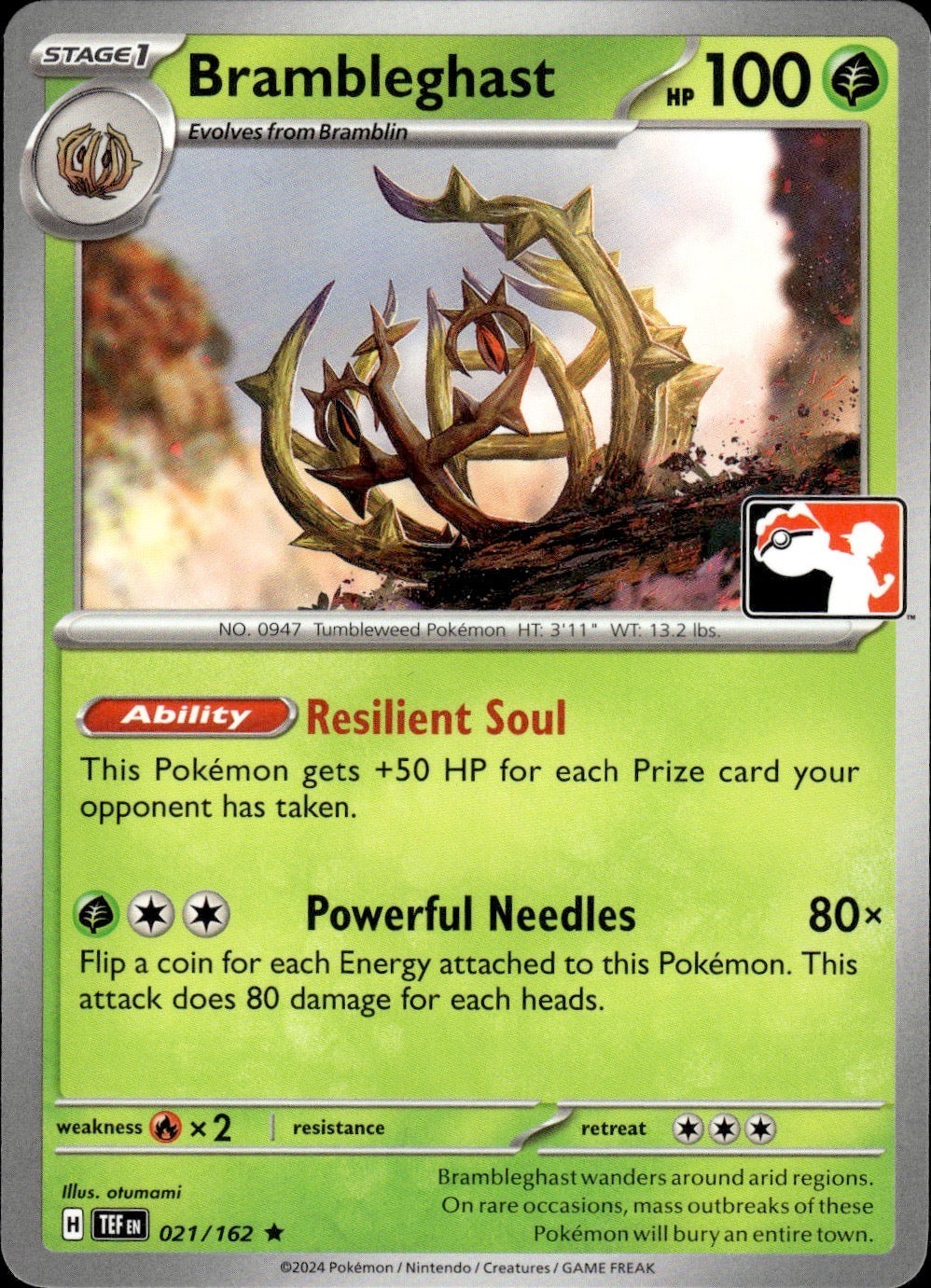 Brambleghast 021/162 Rare Prize Pack Series Cards Pokemon Near Mint