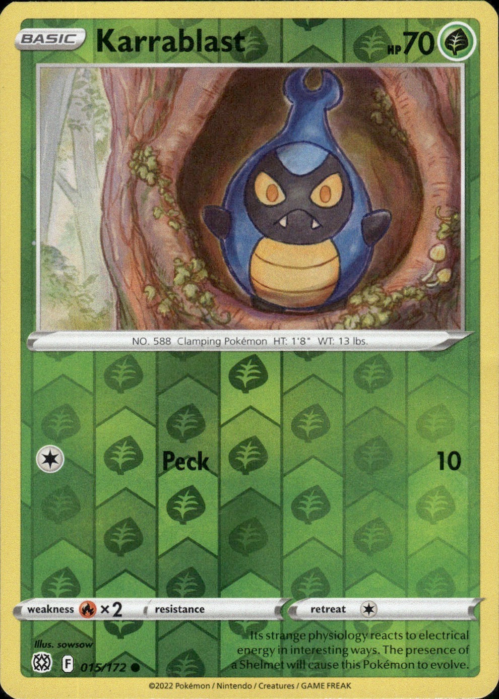 Karrablast 015/172 Common Brilliant Stars Pokemon Reverse Holo Lightly Played