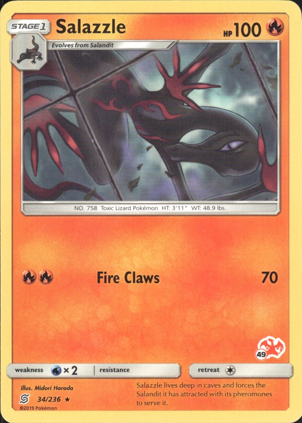 Salazzle - 34/236 (#49 Charizard Stamped) 034/236 Battle Academy Pokemon LP