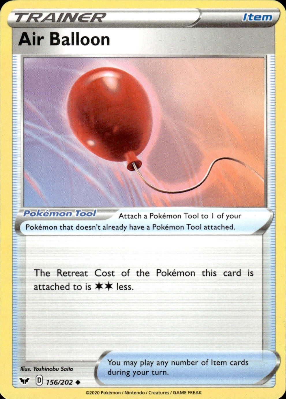 Air Balloon 156/202 Uncommon Sword & Shield Pokemon Lightly Played