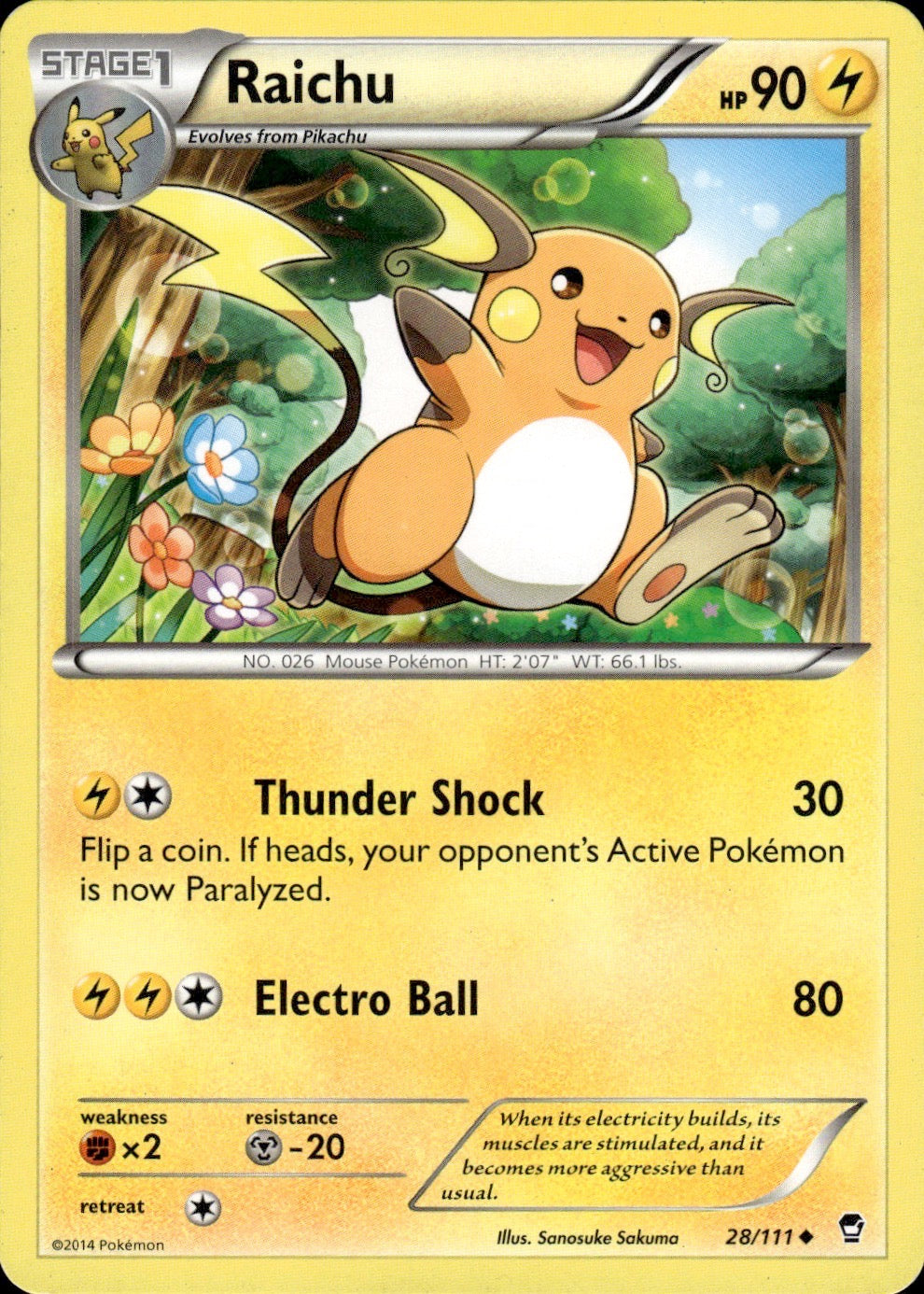 Raichu 28/111 Uncommon Furious Fists Pokemon Lightly Played