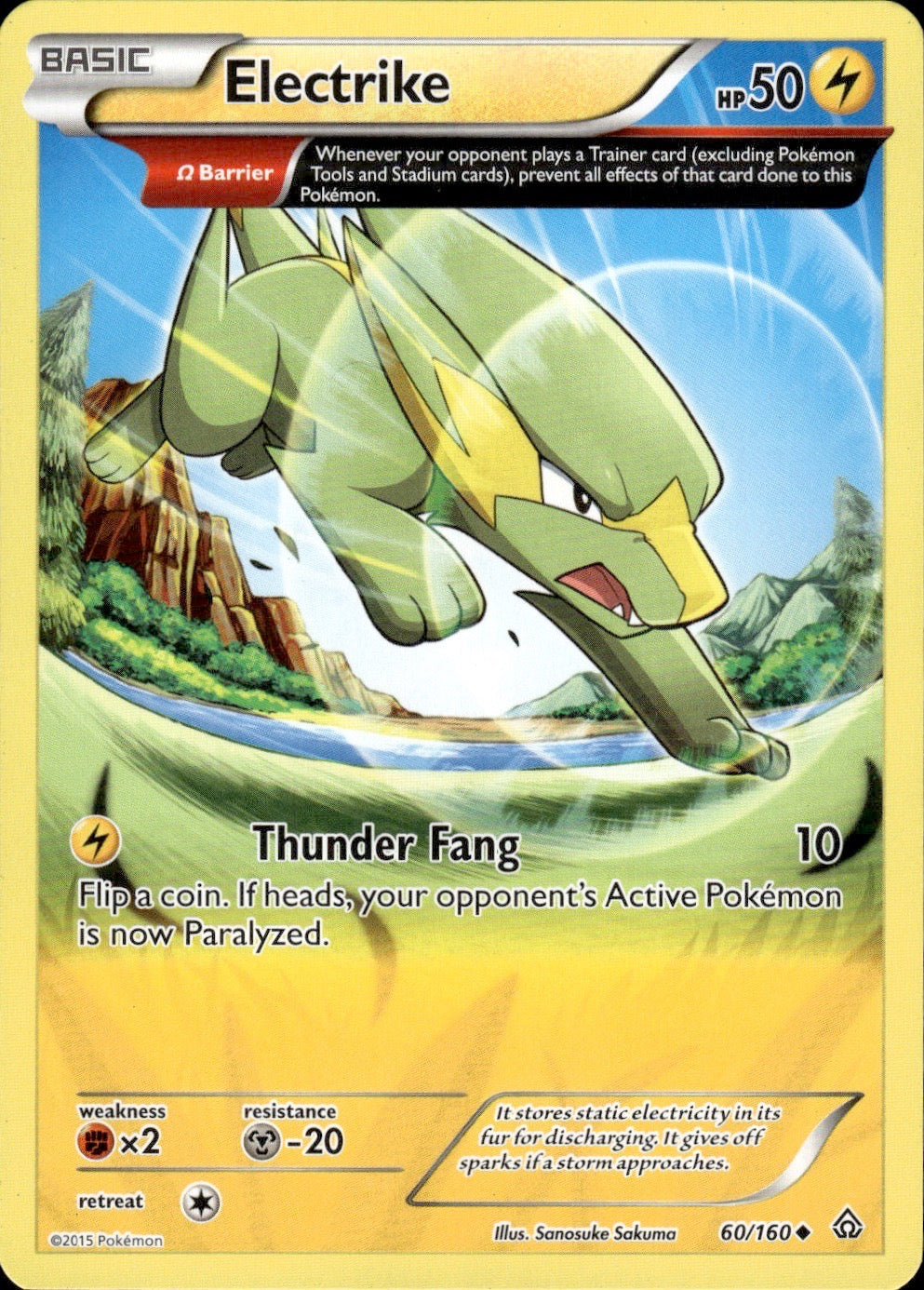 Electrike 60/160 Uncommon Primal Clash Pokemon Lightly Played