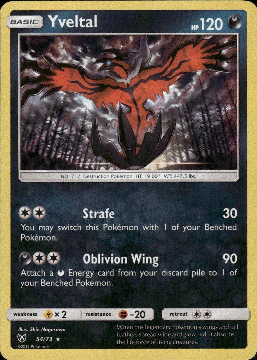 Yveltal 54/73 Holo Rare Shining Legends Pokemon Lightly Played