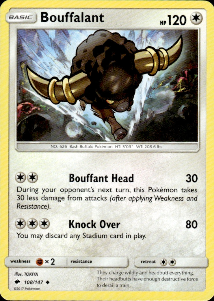 Bouffalant 108/147 Uncommon Burning Shadows Pokemon Lightly Played