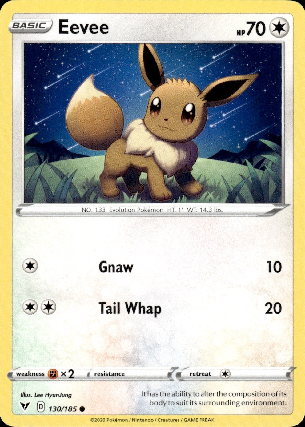 Eevee 130/185 Common Vivid Voltage Pokemon Lightly Played