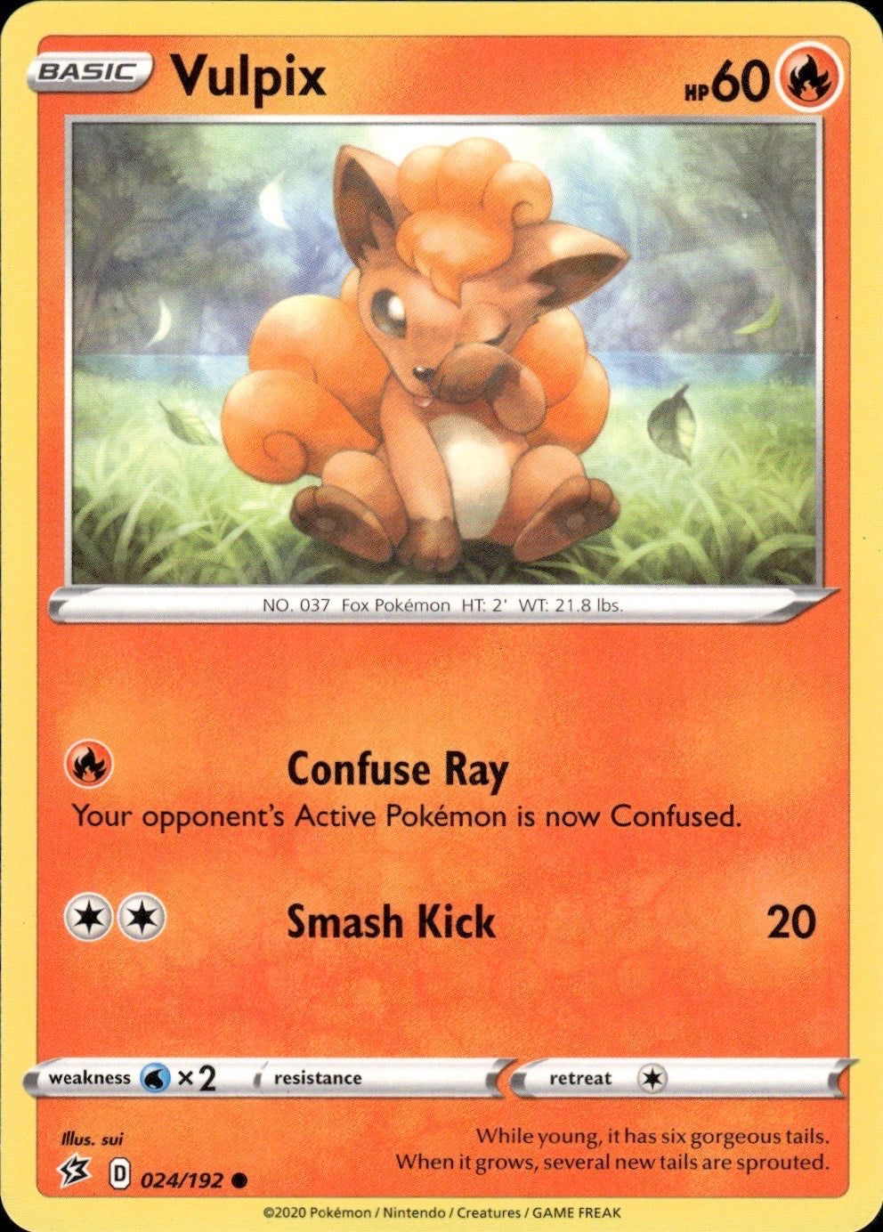Vulpix 024/192 Common Rebel Clash Pokemon Lightly Played