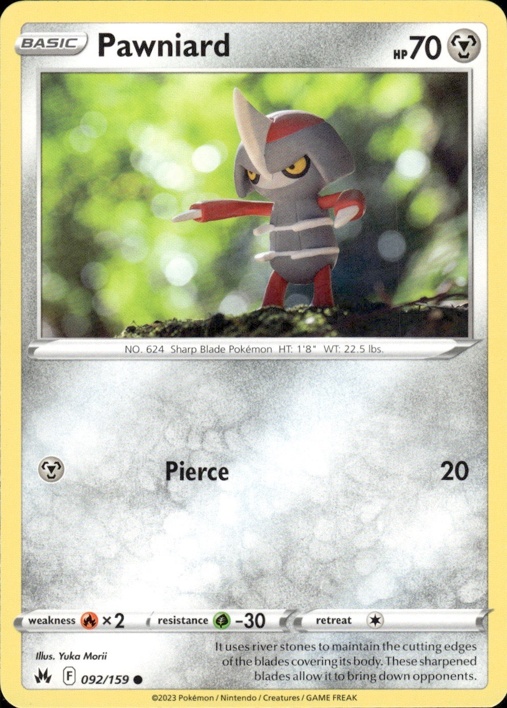 Pawniard 092/159 Common Crown Zenith Pokemon Lightly Played