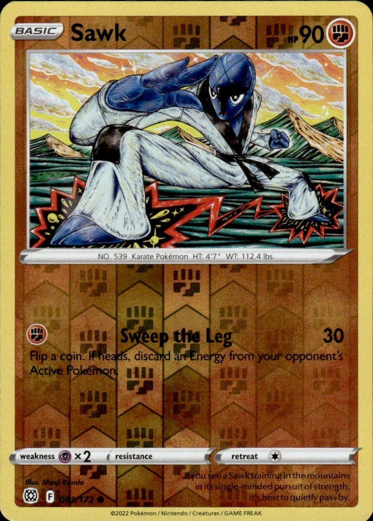 Sawk 081/172 Common Brilliant Stars Pokemon Reverse Holo Lightly Played