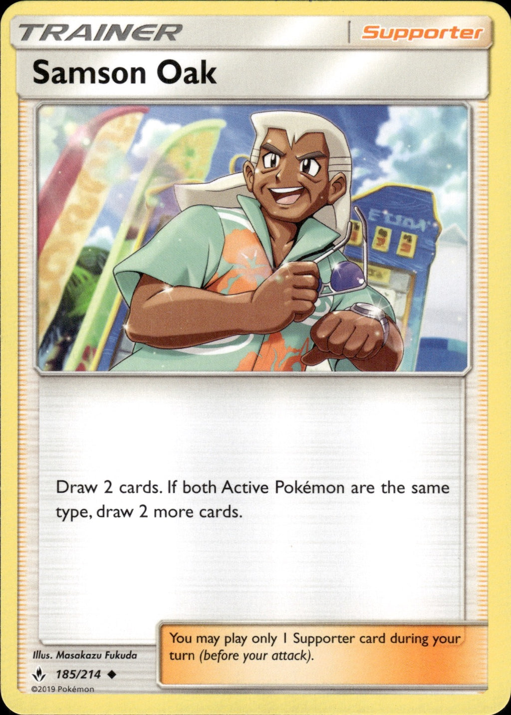 Samson Oak 185/214 Uncommon Unbroken Bonds Pokemon Lightly Played