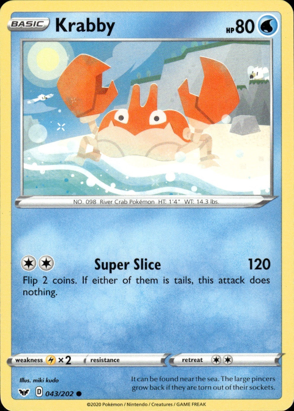 Krabby 043/202 Common Sword & Shield Pokemon Lightly Played